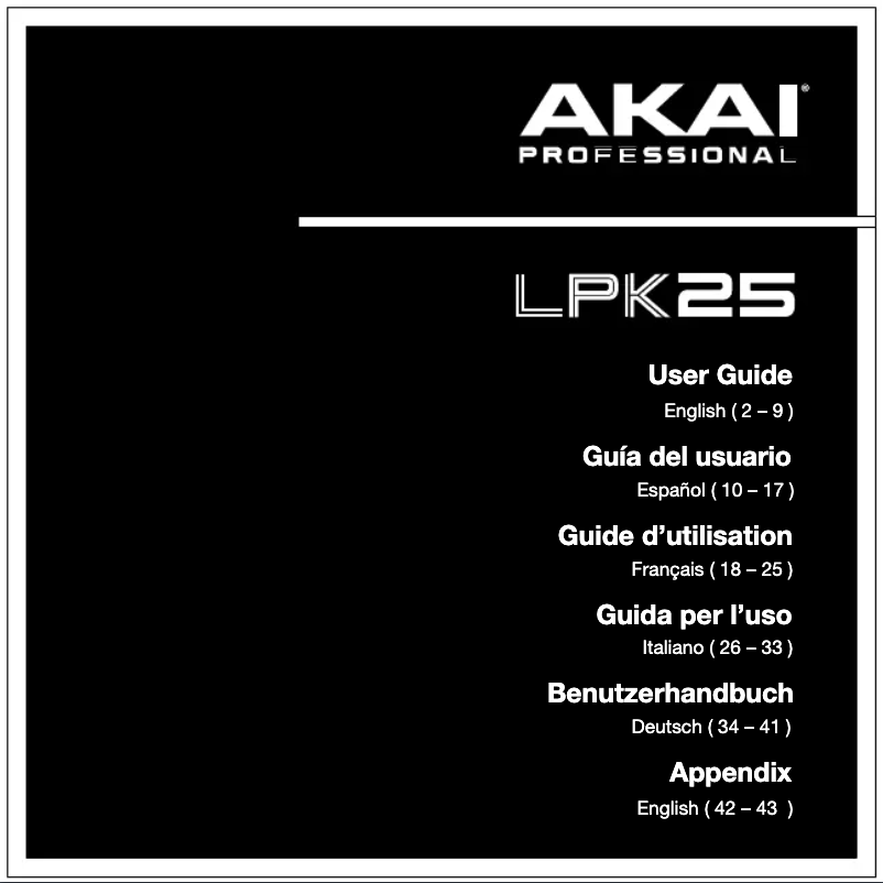Page n°1 - Manuel utilisateur AKAI LPK25