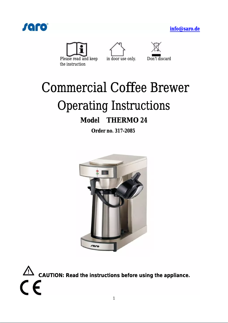 Imagen de la primera página del manual del dispositivo Saromica Thermo 24