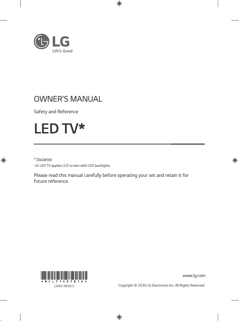 Page n°1 - Manuel utilisateur LG 49UN7200PTF