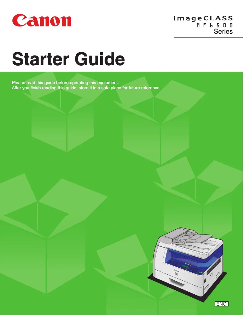 Page 1 de la notice Guide de démarrage rapide Canon imageCLASS MF6580CX