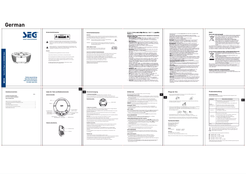 Page n°1 - Manuel utilisateur SEG Boombox BB 1210 (we)