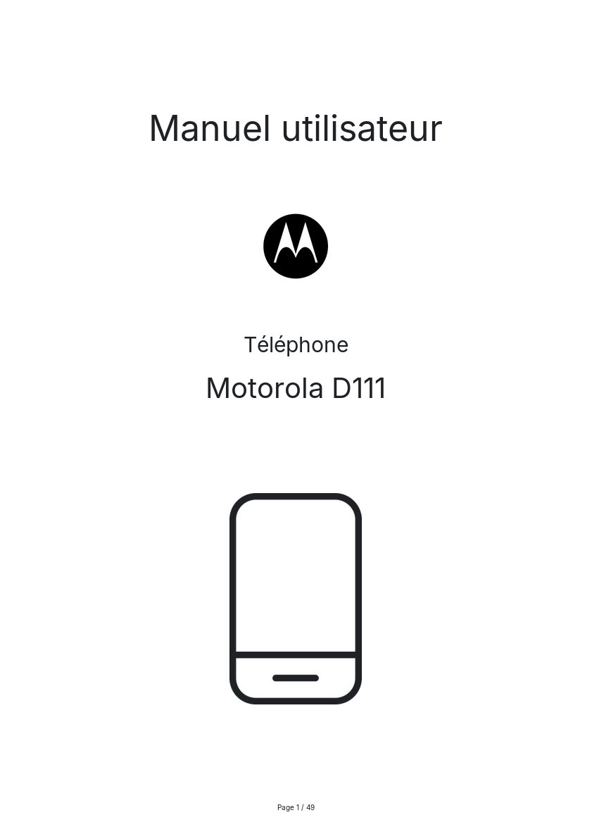 Page n°1 - Manuel utilisateur Motorola D111