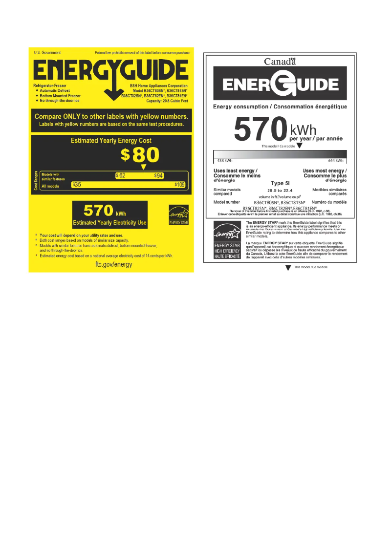 Page n°1 - Label énergétique Bosch B36CT81ENS