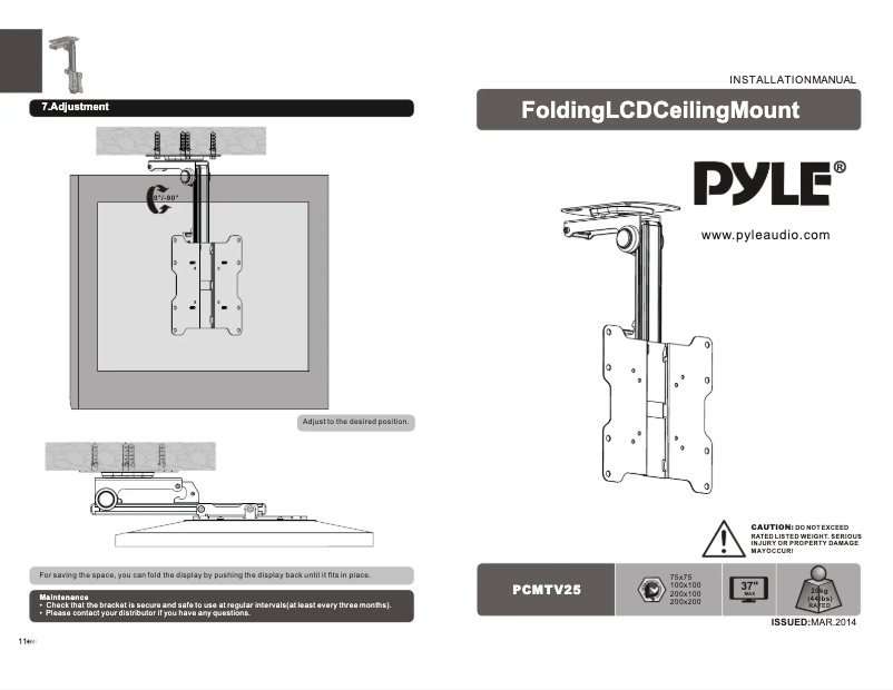 Page 1 de la notice Manuel utilisateur Pyle PCMTV25