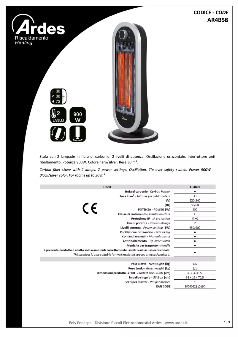 Page n°1 - Fiche technique Ardes AR4B01