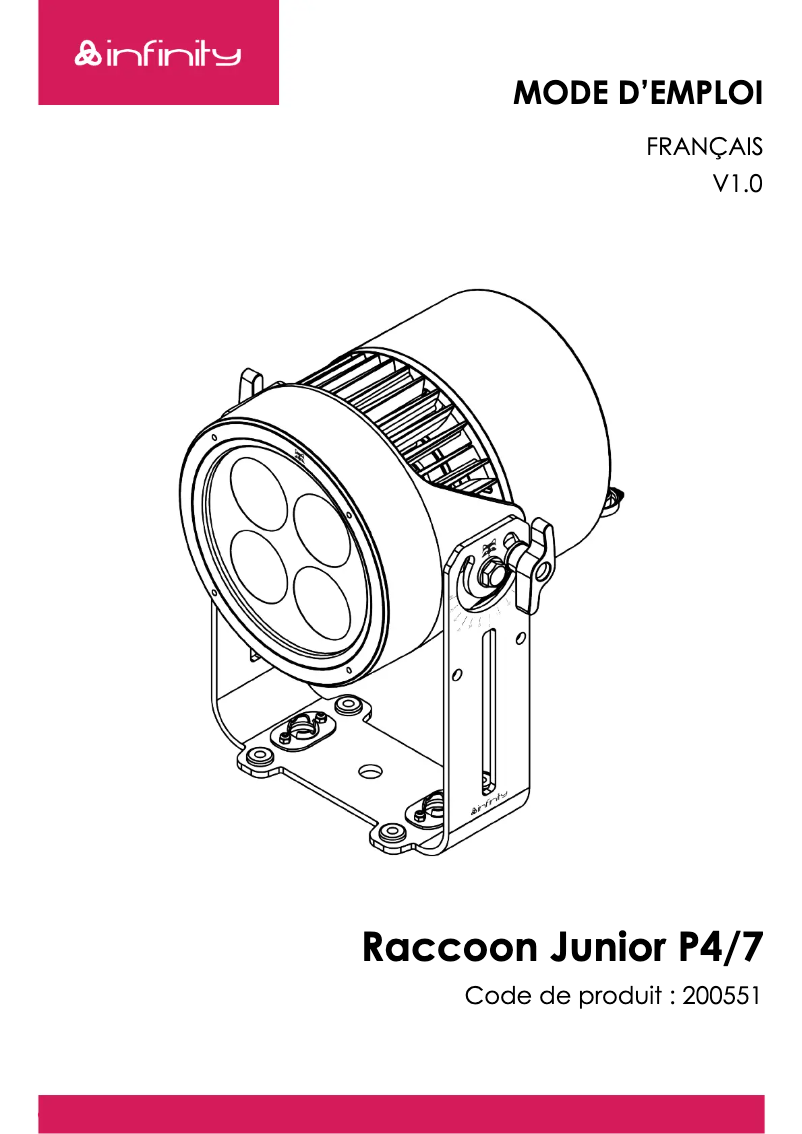 Page 1 de la notice Manuel utilisateur Infinity Raccoon Junior P4/7