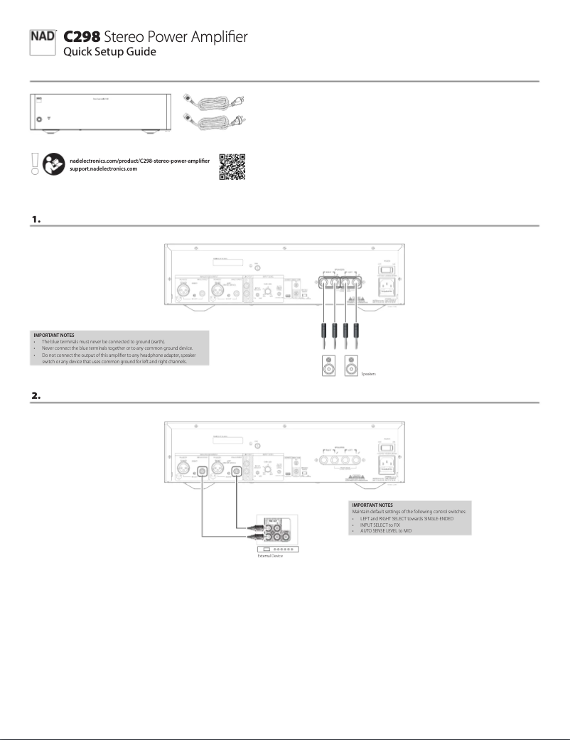 Page 1 de la notice Guide de démarrage rapide NAD C298