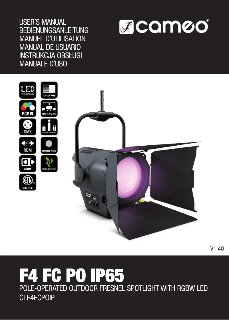 Image de la première page du manuel de l'appareil F4 FC PO IP65