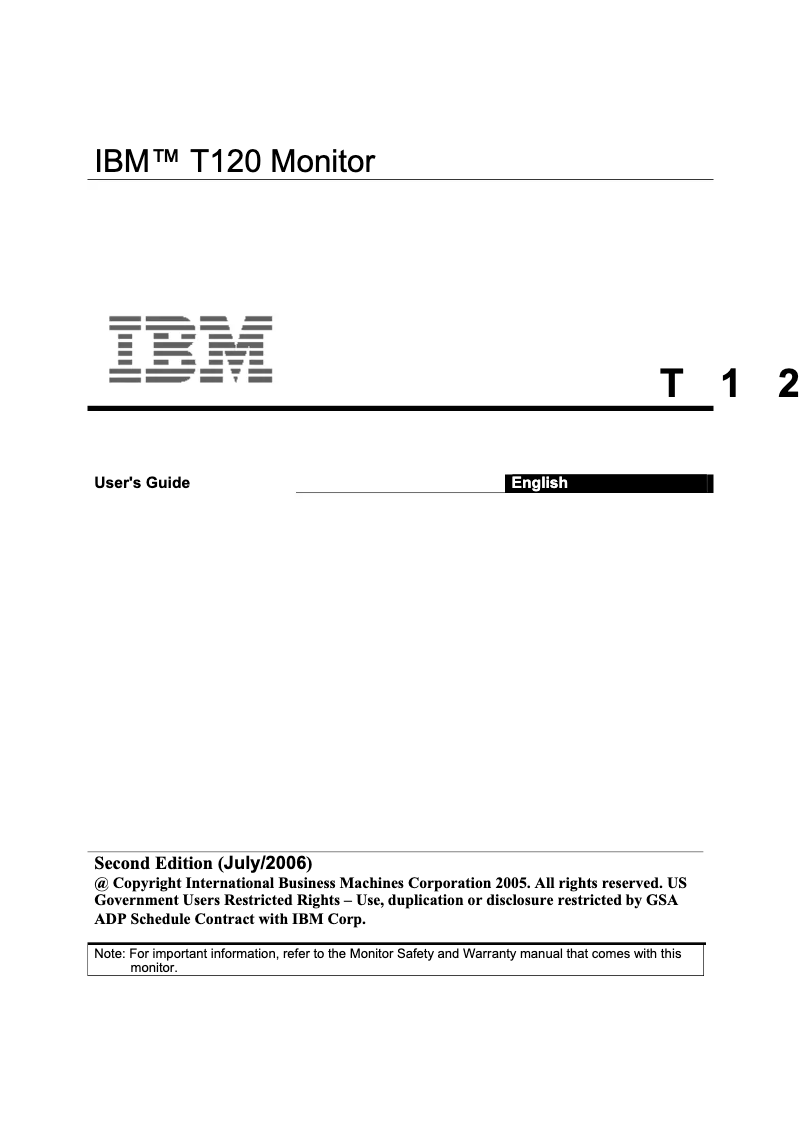 Page n°1 - Manuel utilisateur IBM T120
