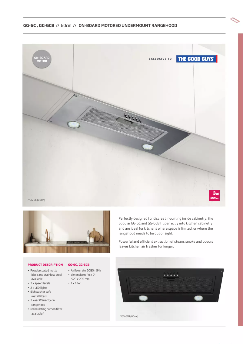 Page 1 de la notice Fiche technique Schweigen GG-6C