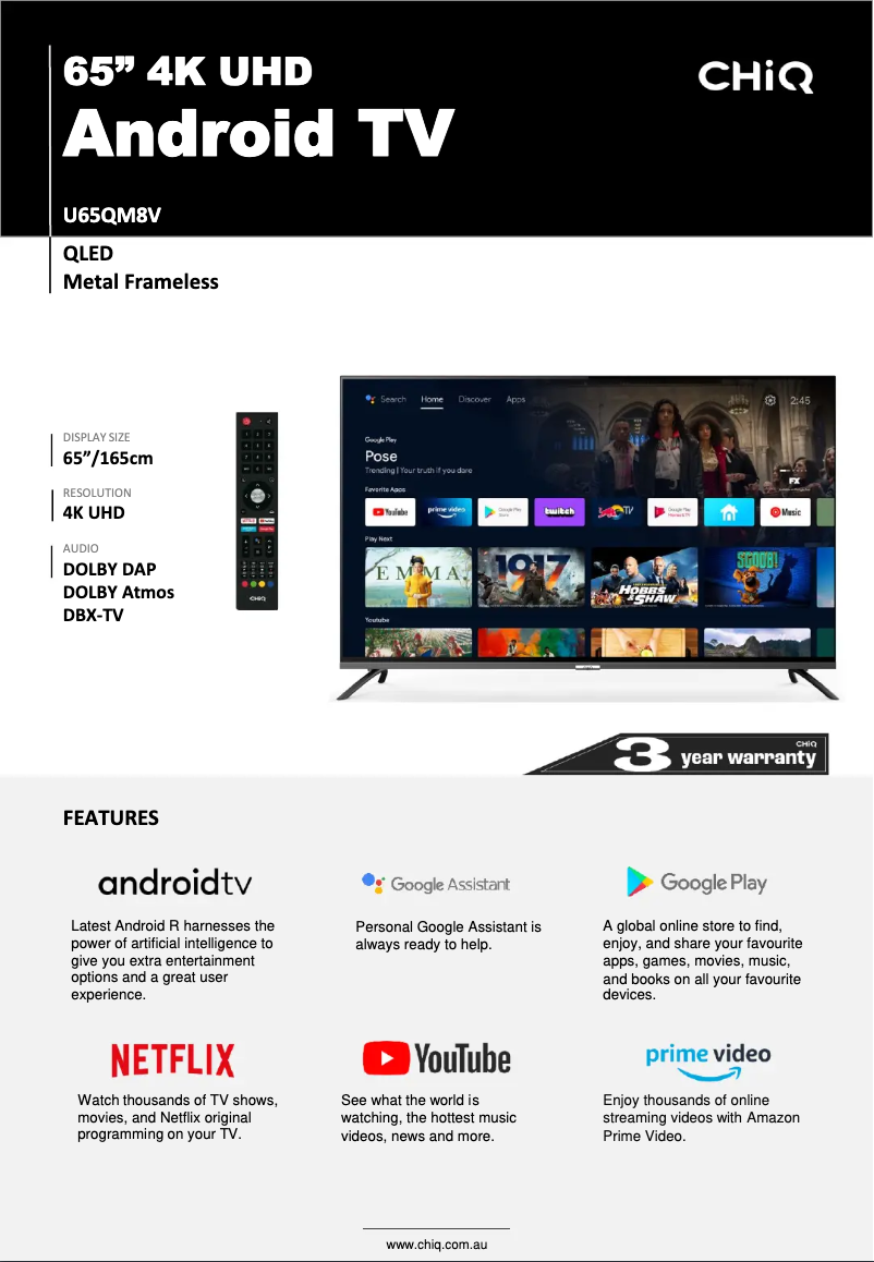 Image de la première page du manuel de l'appareil U65QM8V