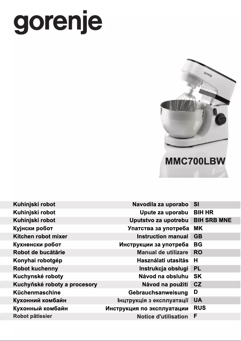 Page 1 de la notice Manuel utilisateur Gorenje MMC700LBW