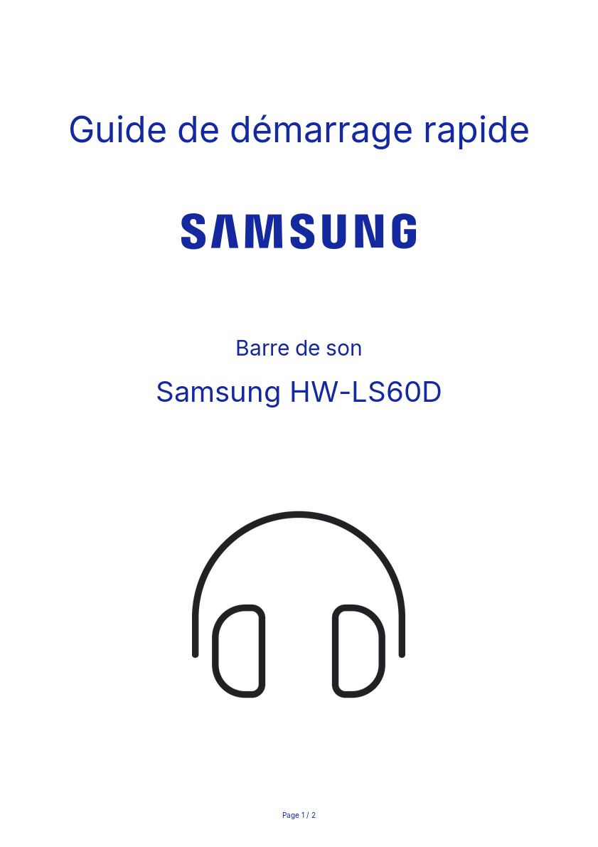 Page n°1 - Guide de démarrage rapide Samsung HW-LS60D
