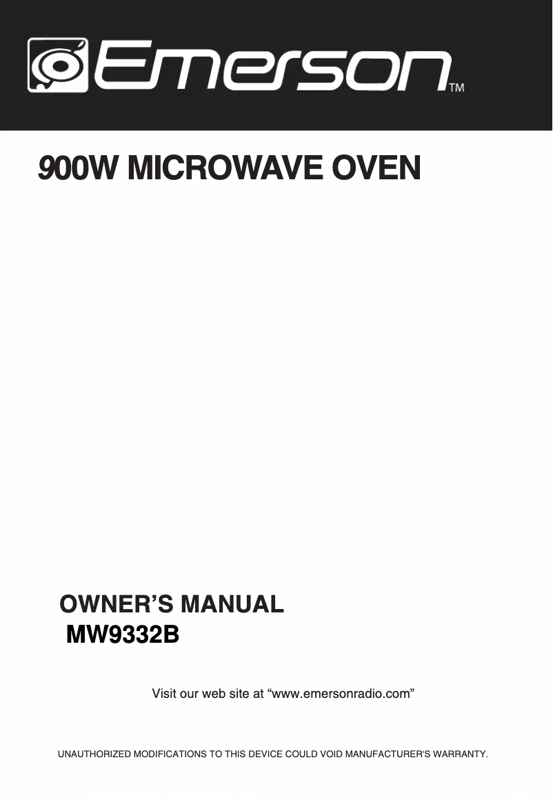 Page 1 de la notice Manuel utilisateur Emerson MW9332B