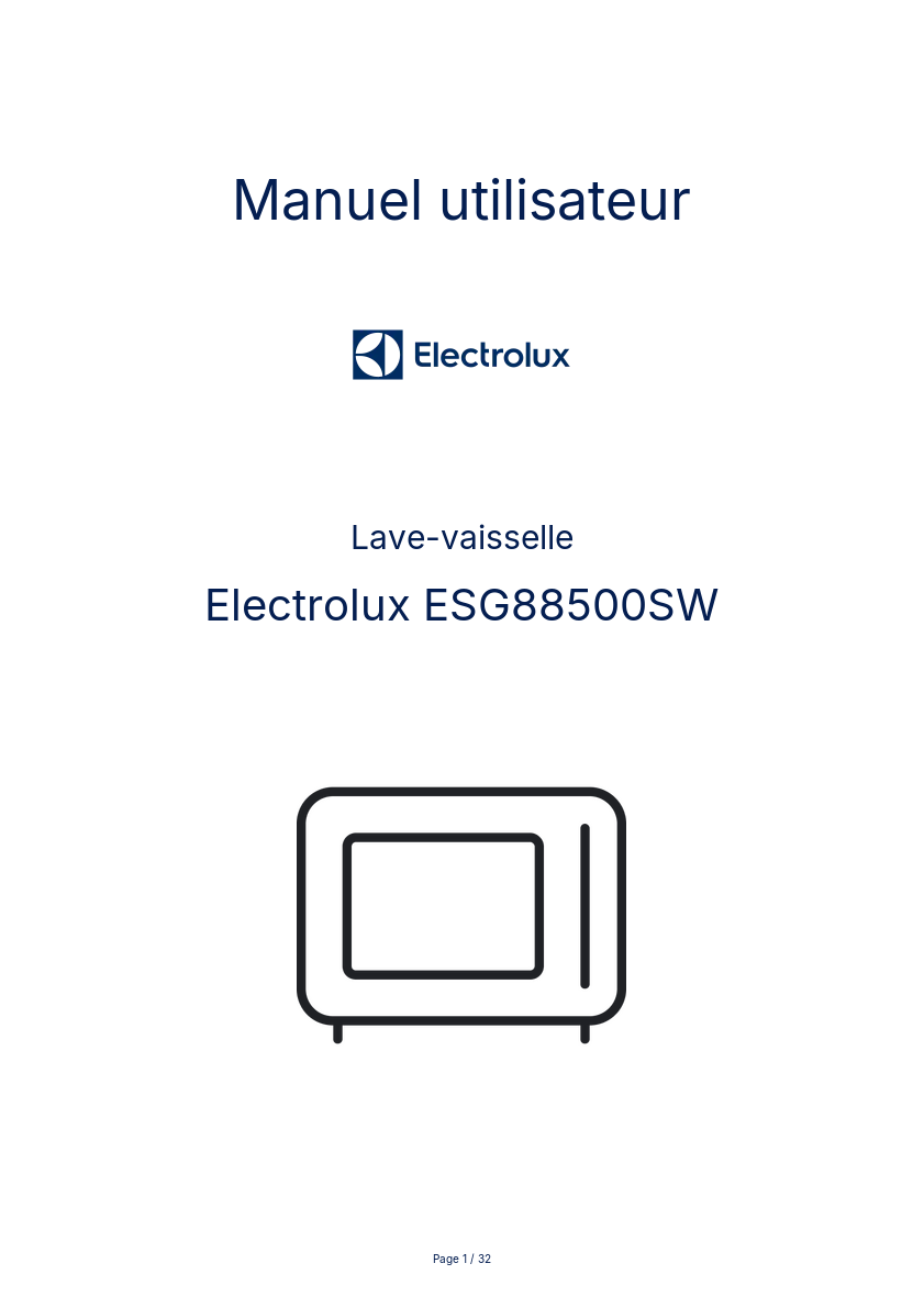 Page n°1 - Manuel utilisateur Electrolux ESG88500SW