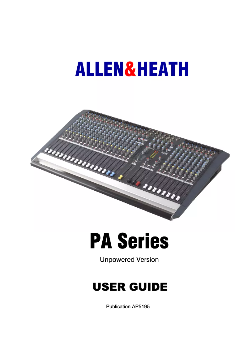 Page 1 de la notice Mode d'emploi Allen & Heath PA20