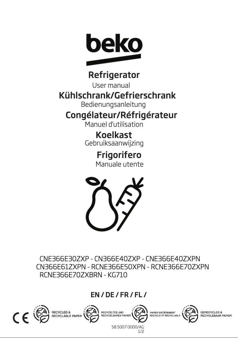 Page n°1 - Manuel utilisateur Beko KG710