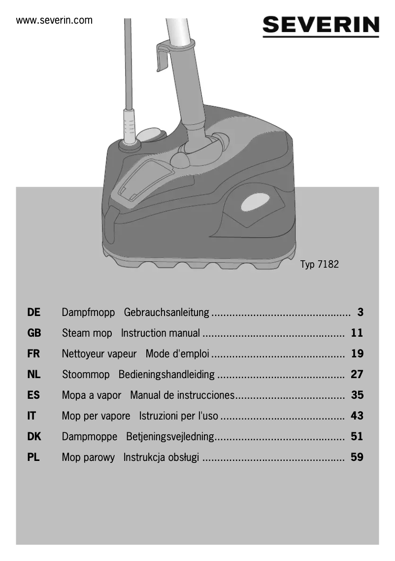 Image de la première page du manuel de l'appareil Hygenius Deluxe ST 7182