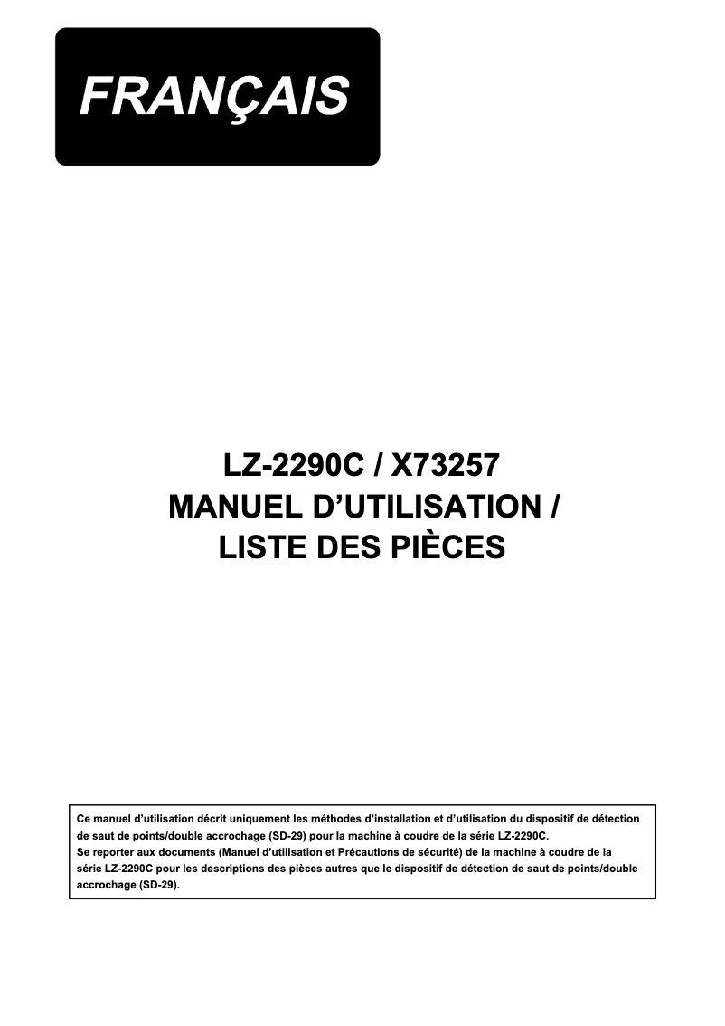 Page n°1 - Manuel utilisateur Juki X73257