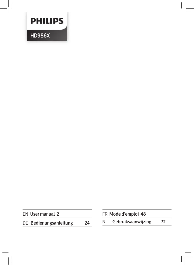 Page 1 de la notice Manuel utilisateur Philips Premium Airfryer XXL HD9860
