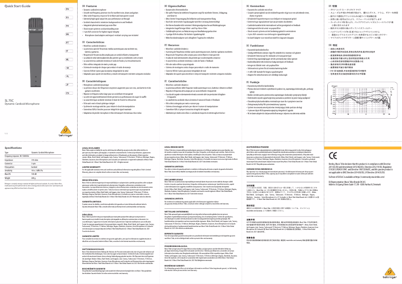 Page n°1 - Manuel utilisateur Behringer SL 75C