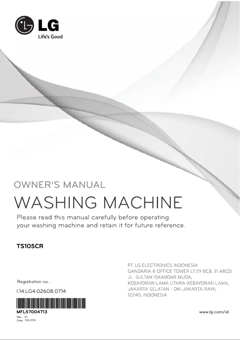 Page 1 de la notice Manuel utilisateur LG TS105CR