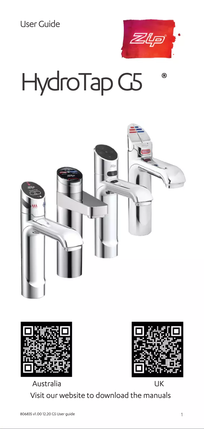 Imagen de la primera página del manual del dispositivo HydroTap G5