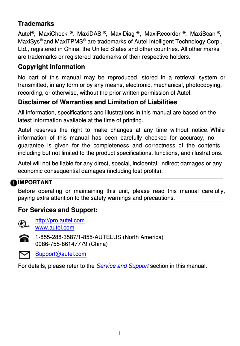 Image de la première page du manuel de l'appareil MaxiDIAG MD806 Pro