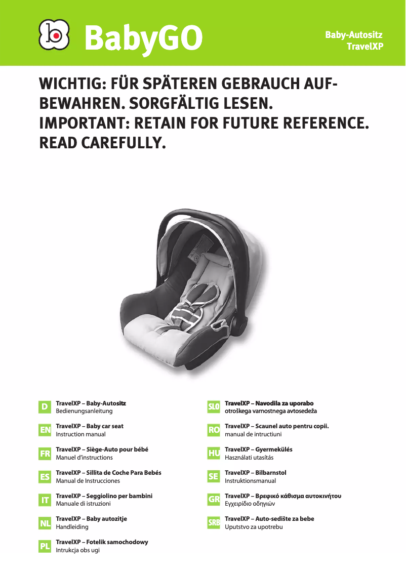 Page 1 de la notice Manuel utilisateur BabyGO Traveller