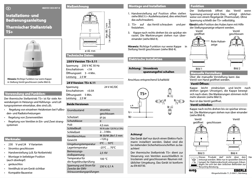 Page n°1 - Manuel utilisateur Eberle TS+