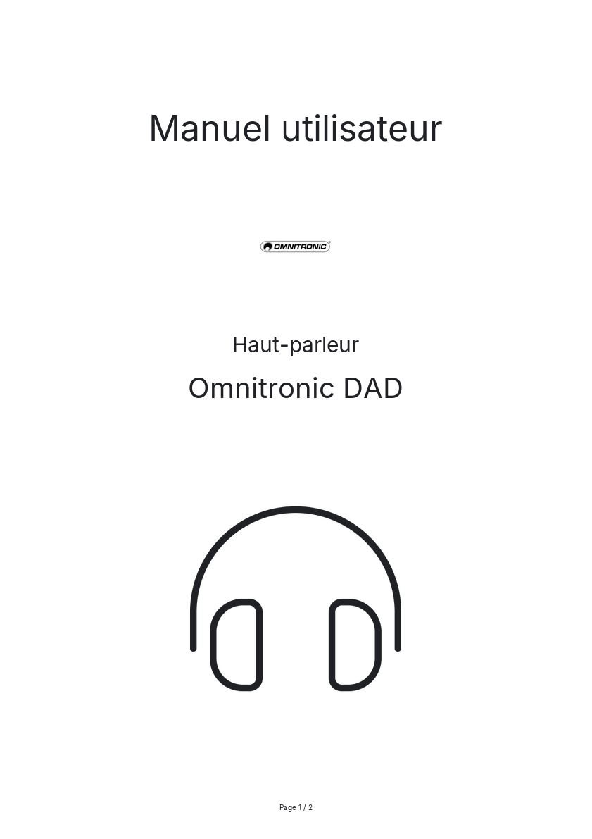 Page n°1 - Manuel utilisateur Omnitronic DAD