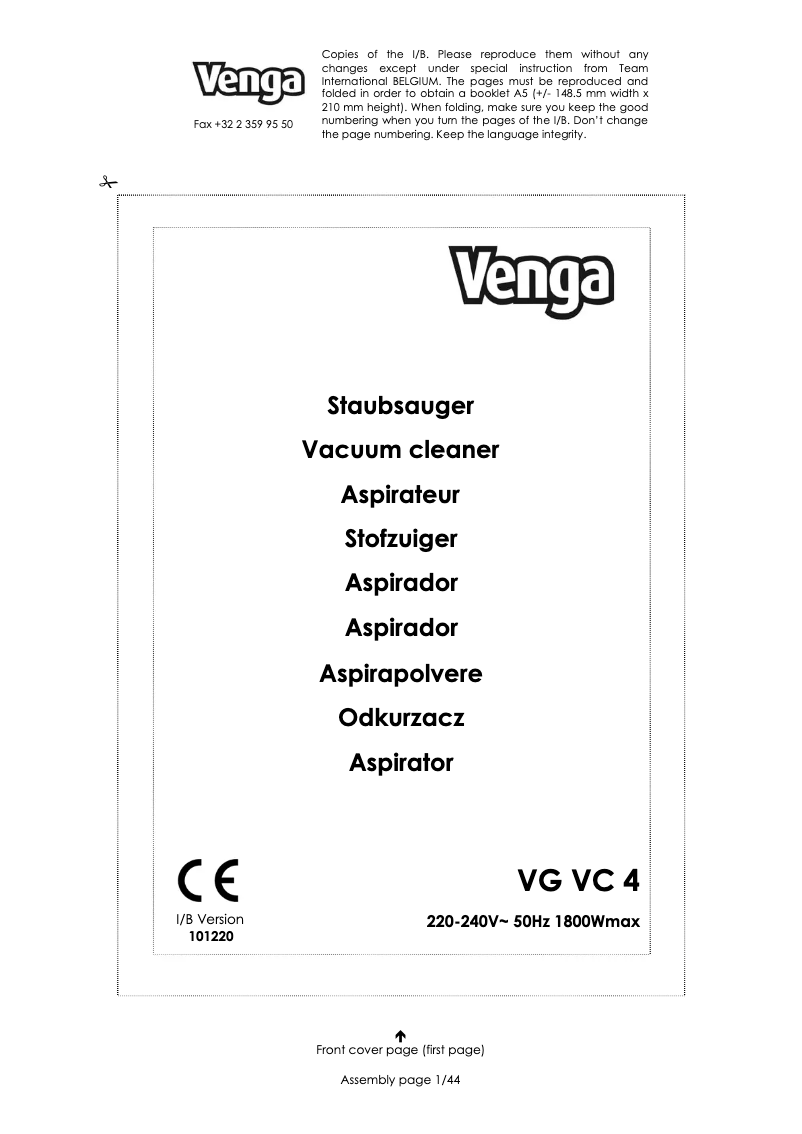Página 1 del manual Manual de usuario Venga VG VC 4