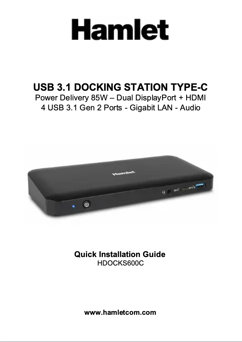 Page n°1 - Manuel utilisateur Hamlet HDOCKS600C