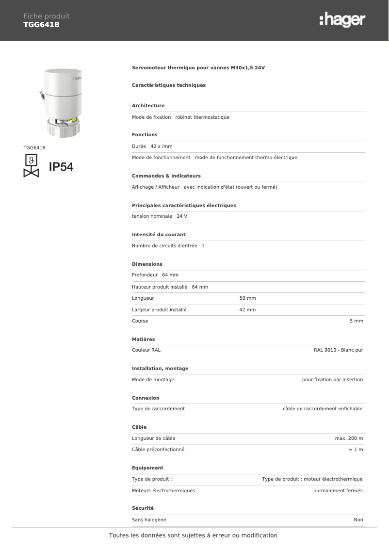 Image de la première page du manuel de l'appareil TGG641B
