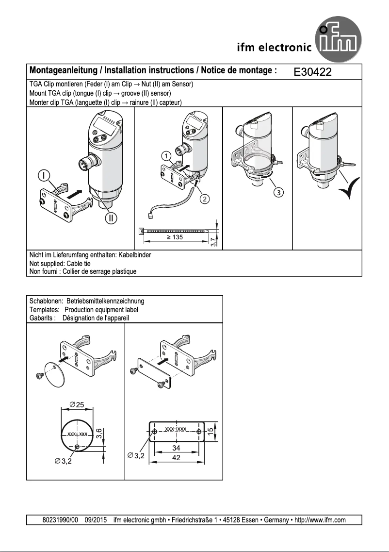 Page n°1 - Manuel utilisateur IFM E30422