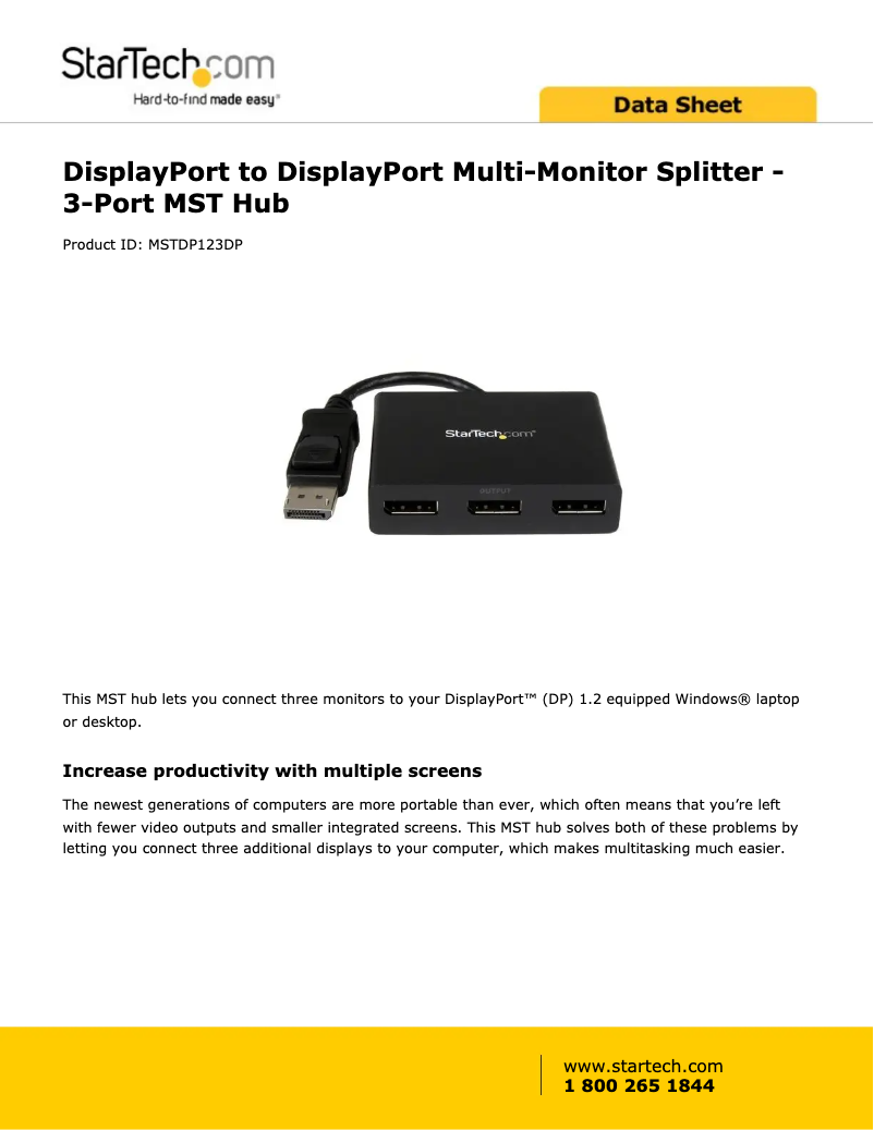 Image de la première page du manuel de l'appareil MSTDP123DP