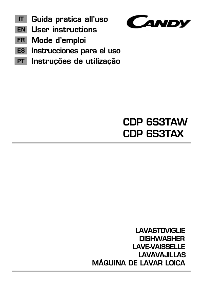 Page 1 de la notice Manuel utilisateur Candy CDP 6S3TAX-S