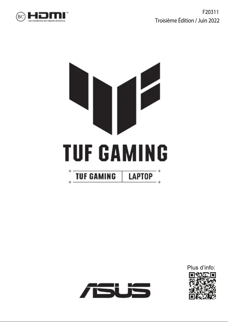 Page 1 de la notice Manuel utilisateur Asus TUF Gaming F17