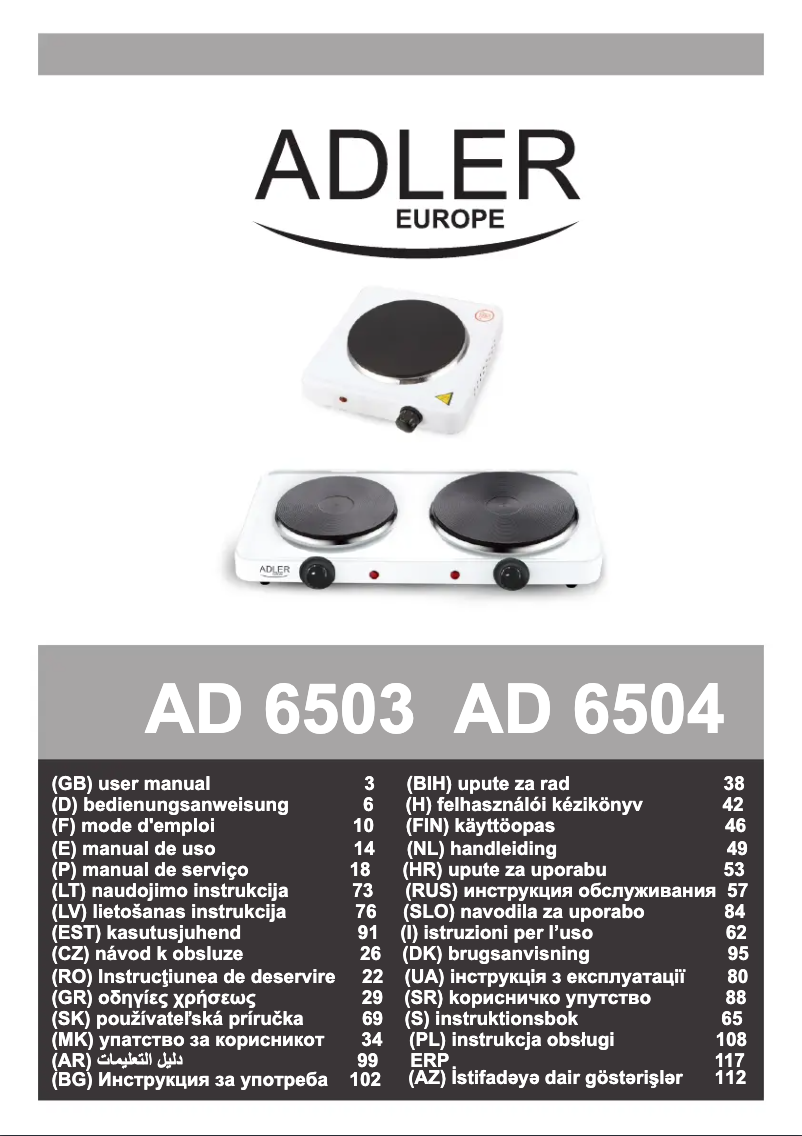 Page n°1 - Manuel utilisateur Adler AD 6503