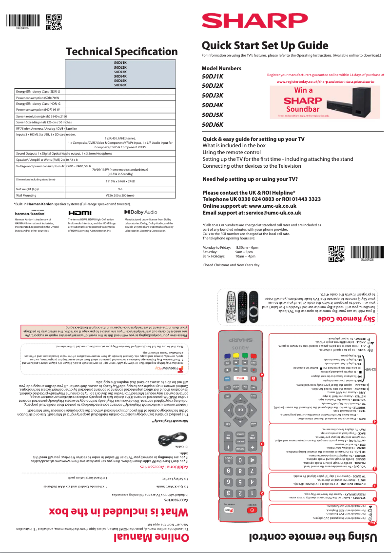 Page 1 de la notice Guide de démarrage rapide Sharp 50DJ3K