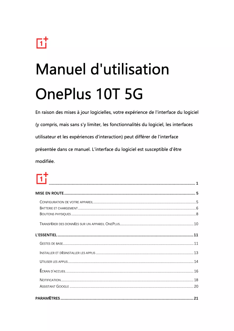 Image de la première page du manuel de l'appareil 10T 5G