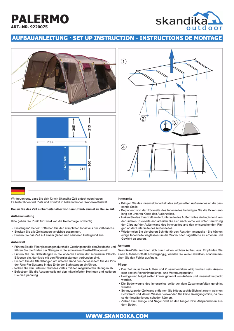 Page n°1 - Manuel utilisateur Skandika Palermo