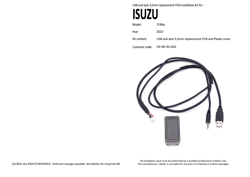 Página 1 del manual Manual de usuario Pioneer CA-IW-ISU.002