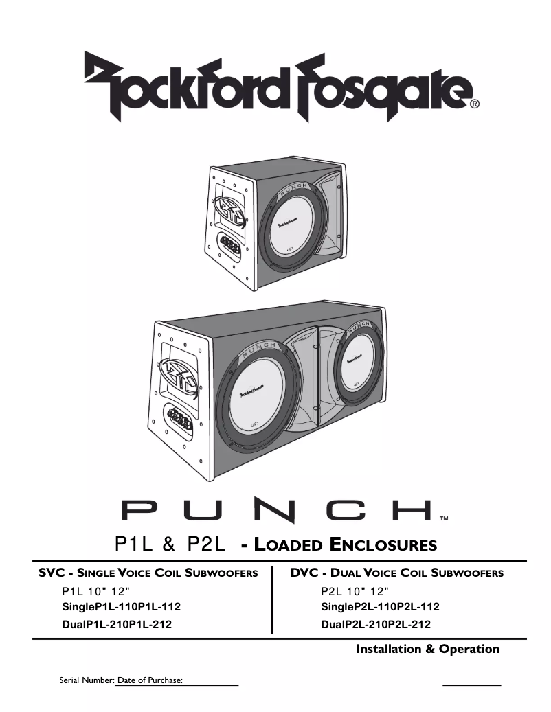 Page n°1 - Manuel utilisateur Rockford Fosgate Punch P2L-110