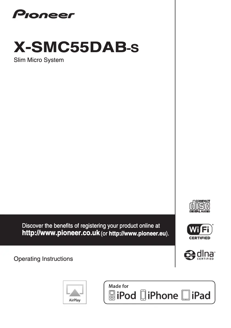 Page 1 de la notice Manuel utilisateur Pioneer X-SMC55DAB-S