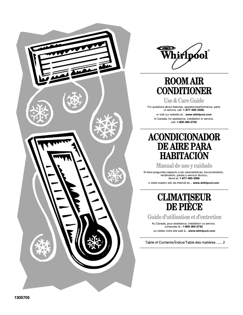 Page 1 de la notice Manuel utilisateur Whirlpool ACE184PV0