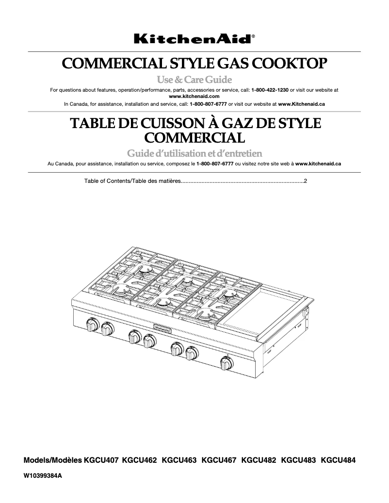 Page 1 of the manual User Manual KitchenAid KGCU484VSS