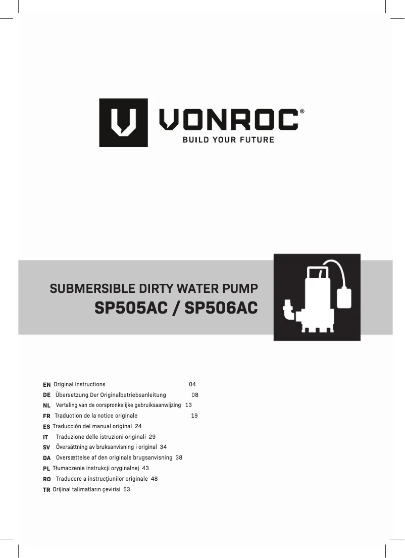 Page n°1 - Manuel utilisateur Vonroc SP506AC