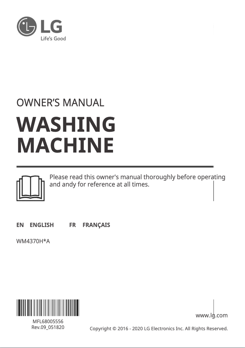 Page n°1 - Manuel utilisateur LG WM4370HKA