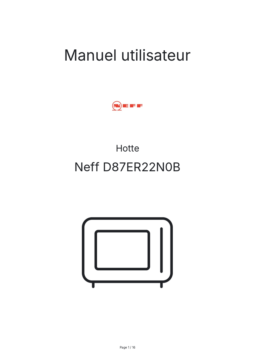 Image de la première page du manuel de l'appareil D87ER22N0B